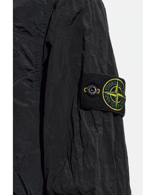Stone Island Black Jacket With Logo Patch for men