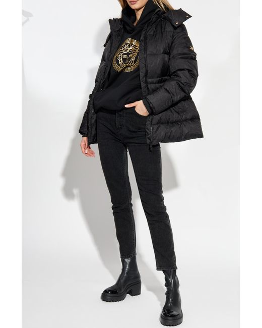 Versace Black Down Jacket With Detachable Hood