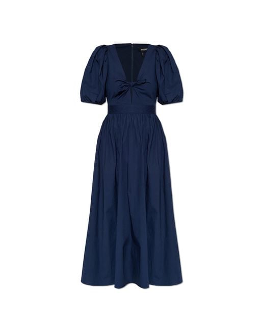 ROTATE BIRGER CHRISTENSEN Blue Dress With Puff Sleeves