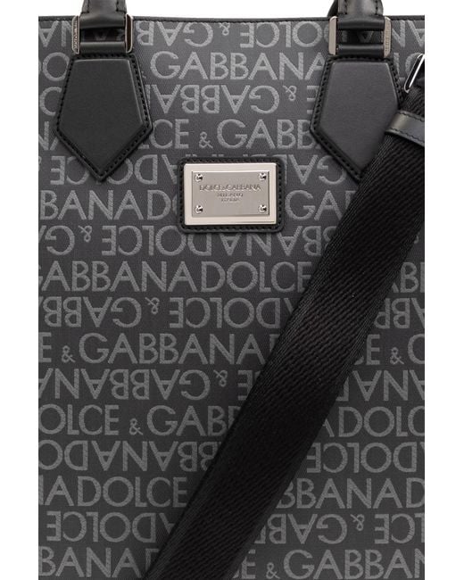 Dolce & Gabbana Black Shopper Bag With Monogram for men
