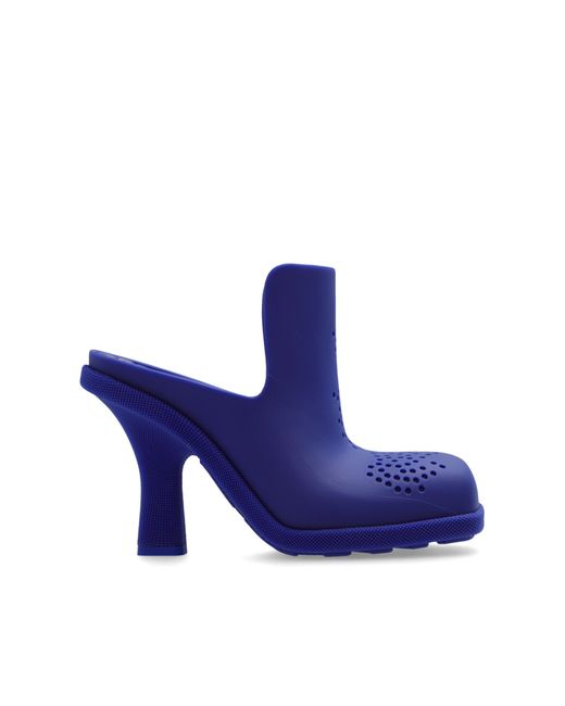 Burberry Blue Rubber Heeled Mules,