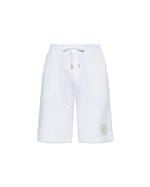 Versace Jeans Couture White Sweatshorts With Logo Patch for men