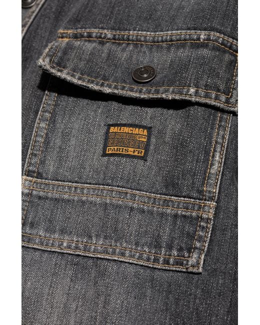 Balenciaga Gray Denim Shirt With `vintage` Effect, for men