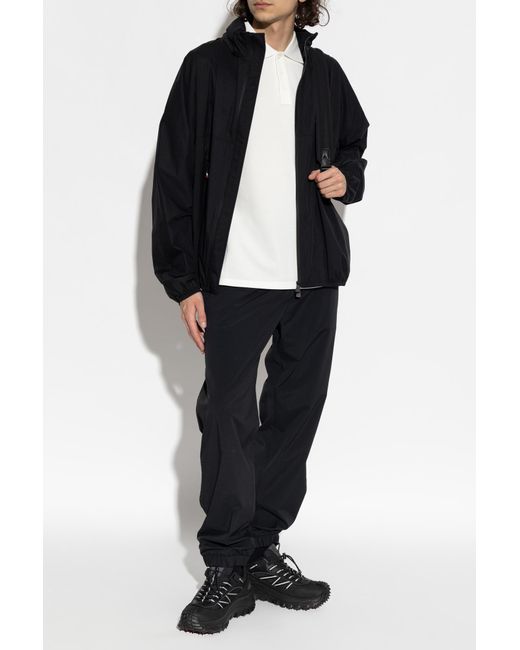 Moncler Black Trousers With Logo Patch for men