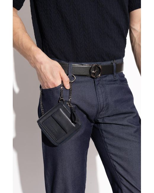 Giorgio Armani Blue Wallet On A Chain for men
