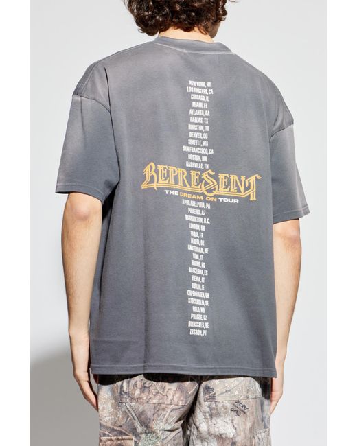 Represent Gray T-Shirt With A Pattern for men