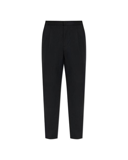 Emporio Armani Black Pleated Trousers for men