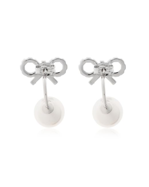 Self-Portrait Natural Earrings With Shimmering Crystals