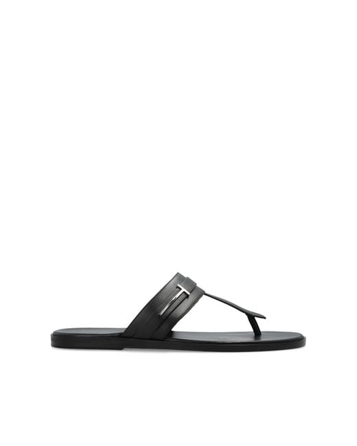 Tom Ford Black Leather Slides for men