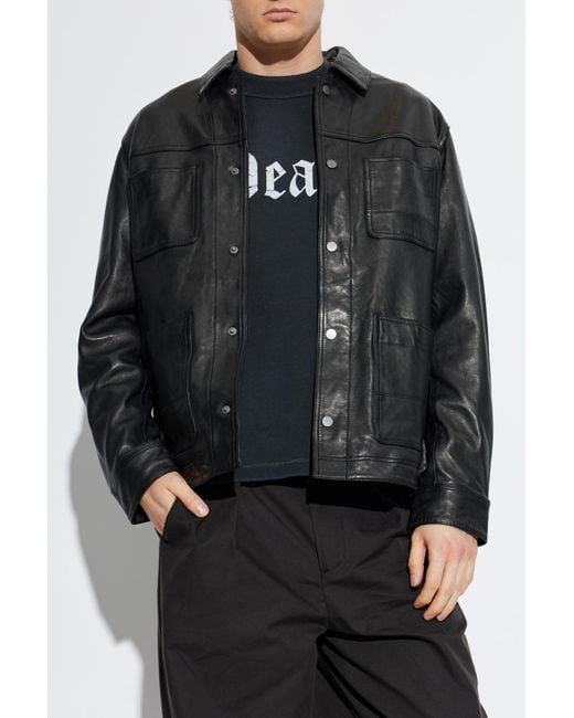 AllSaints Black Leather Jacket "Saxon" for men