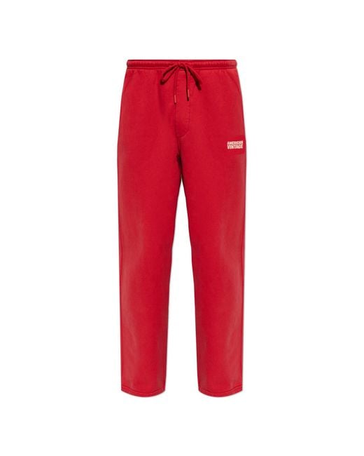 American Vintage Red Sweatpants With Printed Logo for men