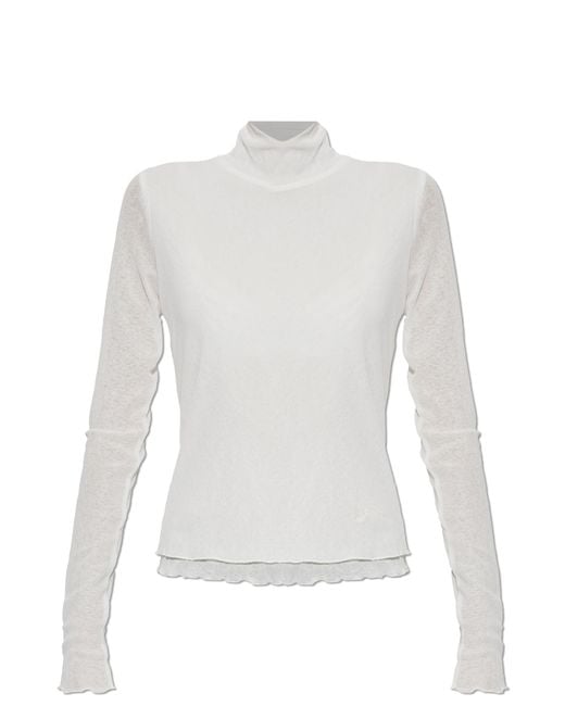 Ganni White Top With A Turtleneck