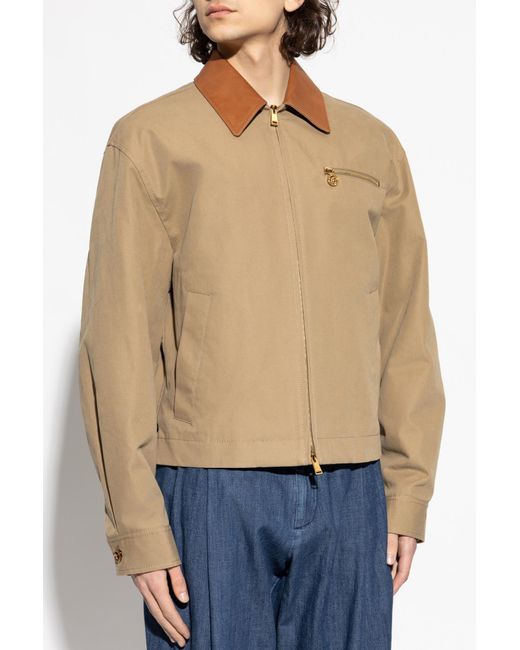 Versace Natural Jacket With A Leather Collar for men