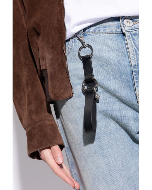 McQueen Black Leather Keychain for men