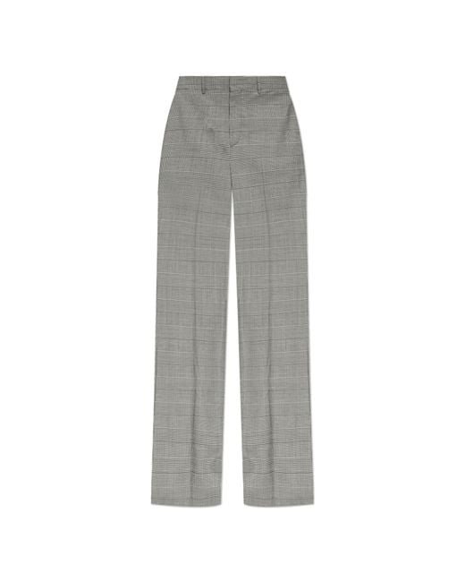 Balmain Gray Wool Trousers With Houndstooth Pattern for men