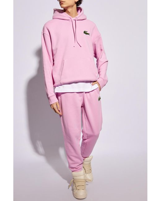 Lacoste Pink Sweatpants With Patch, for men