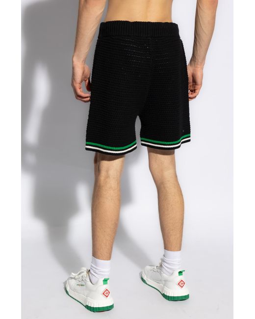 Casablancabrand Black Shorts With Logo, for men