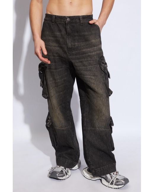 DIESEL Black 'd-fish-cargo-s' Jeans, for men