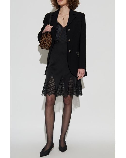 Versace Black Bodysuit With Lace Inserts,