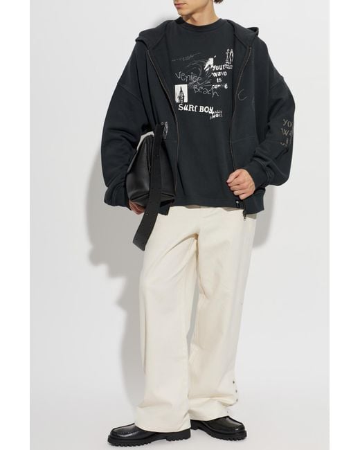 Palm Angels Black T-Shirt With Print for men