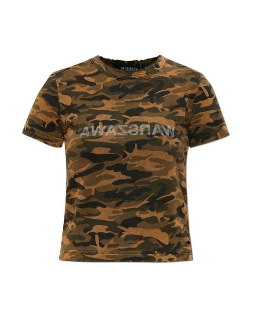 M I S B H V Green T-Shirt With Camo Pattern