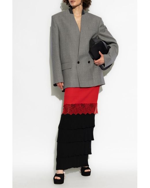 Moschino Gray Double-Breasted Loose-Fit Blazer