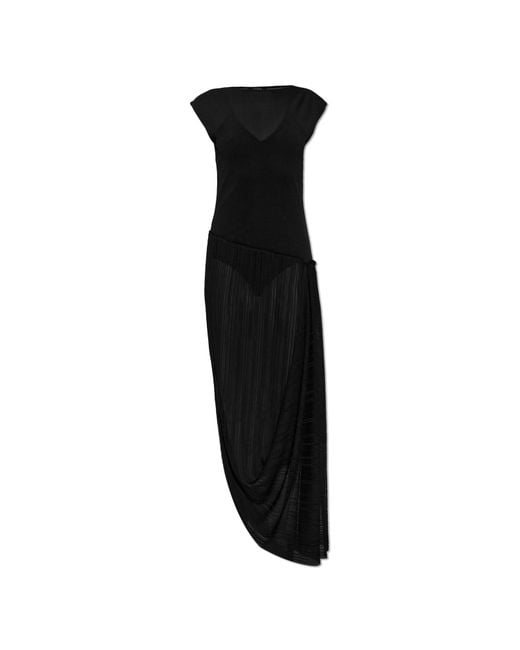 Balmain Black Asymmetrical Sleeveless Dress