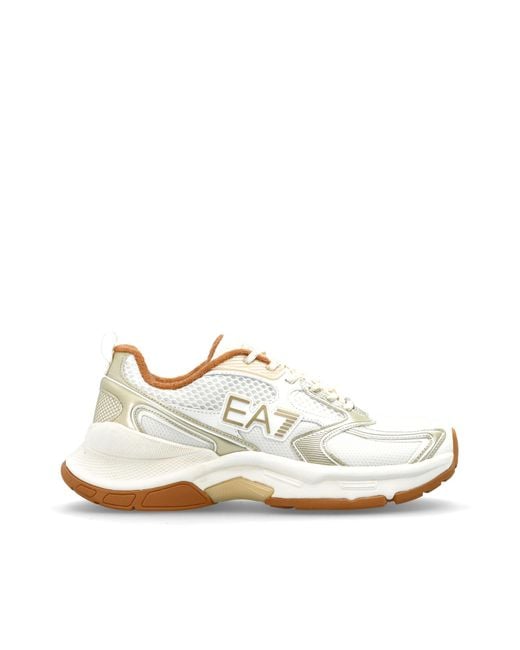 EA7 White Sports Shoes With Logo