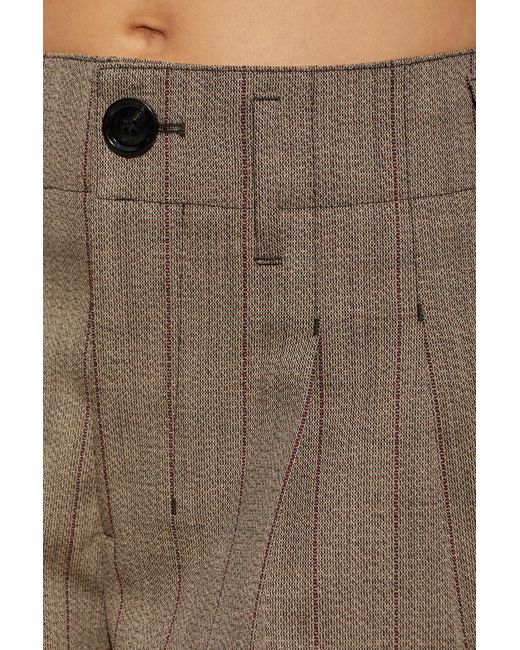 AMI Natural Wool Trousers With Pinstripe Pattern