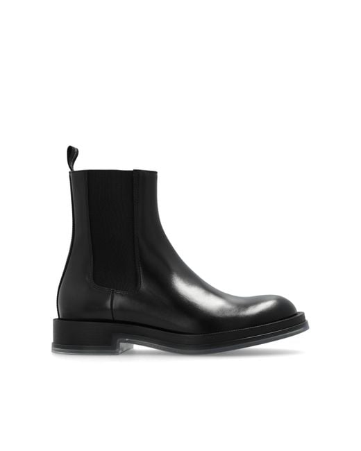 Alexander McQueen Black Leather Chelsea Boots, for men