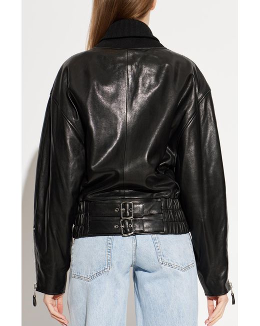 IRO Black Leather Jacket 'Dunea'
