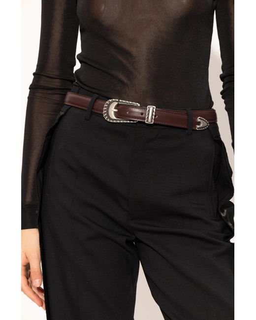 IRO Red Leather Belt 'Belly Flat'