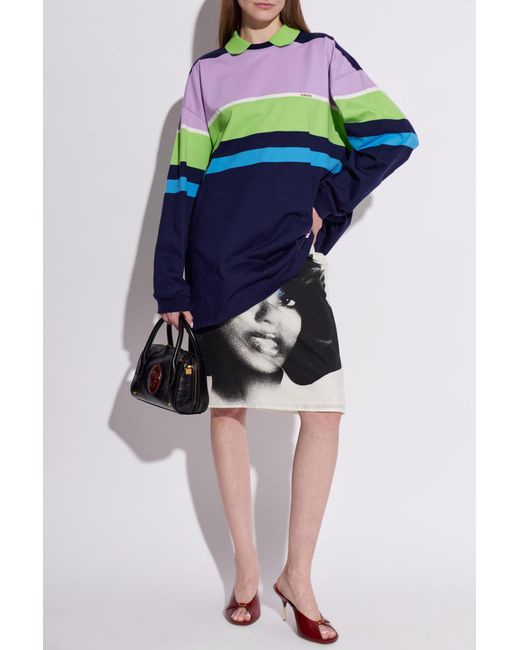 Versace Blue Long Sleeve Polo