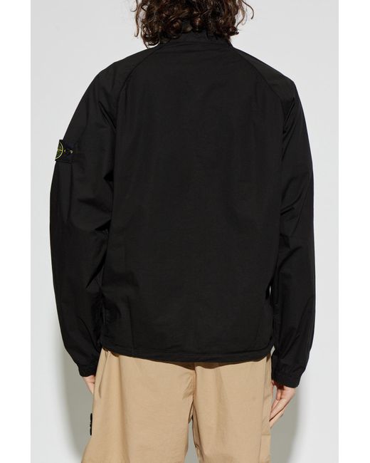 Stone Island Black Jacket With Logo Patch for men