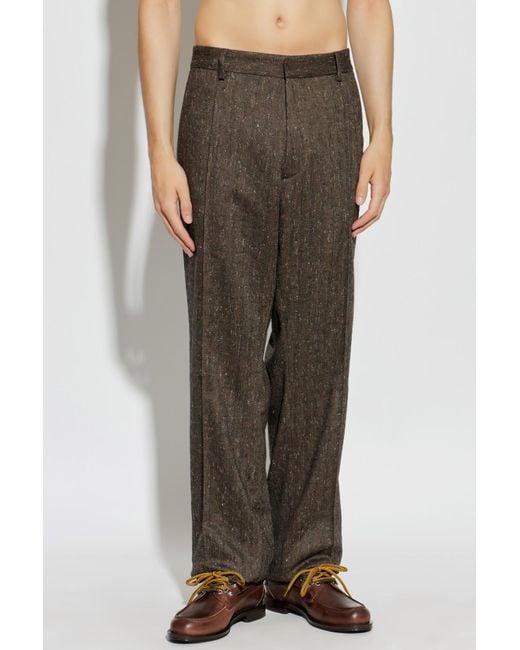 DSquared² Brown Herringbone Pattern Trousers for men