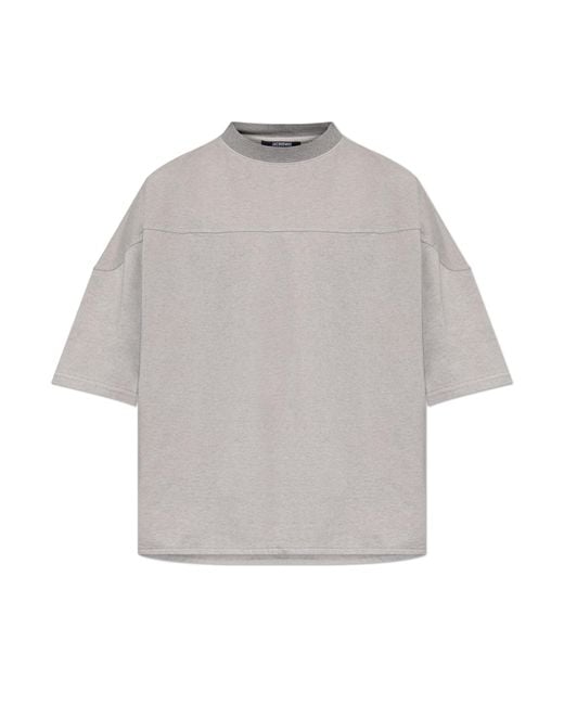 Jacquemus Gray T-Shirt With Embroidered Logo for men
