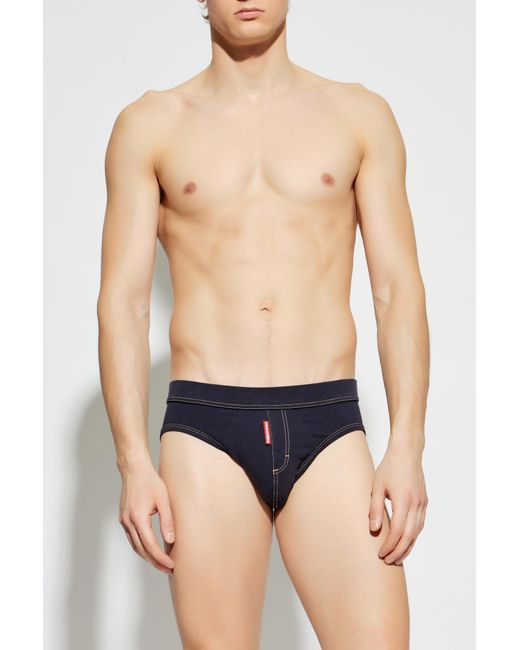 DSquared² Blue Cotton Briefs With Logo for men