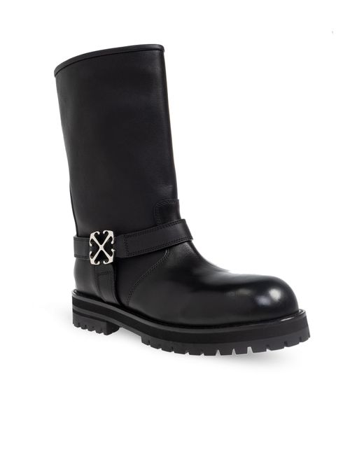 Off-White c/o Virgil Abloh Black Leather Ankle Boots