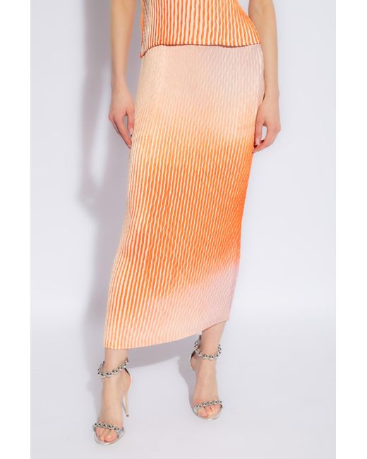 Issey Miyake Orange Pleated Skirt