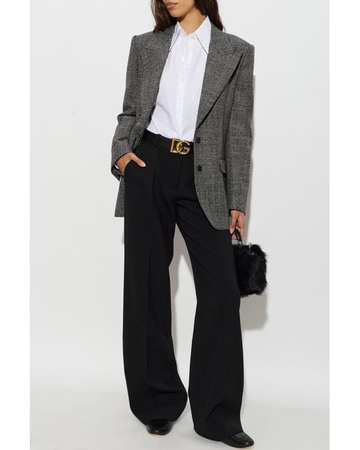 Dolce & Gabbana Gray Wool Blazer With Single Vent