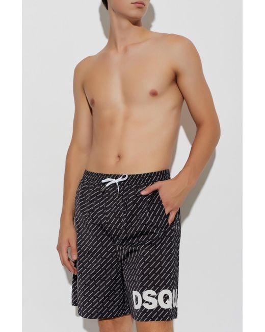 DSquared² Blue Monogram Swim Shorts for men