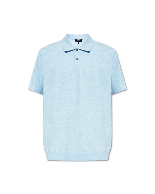 Theory Blue Polo Shirt With Short Sleeves, for men