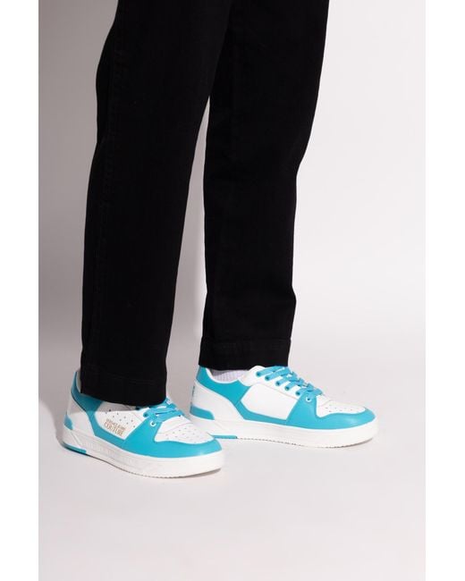 Versace Jeans Couture Blue Sports Shoes With Printed Logo for men