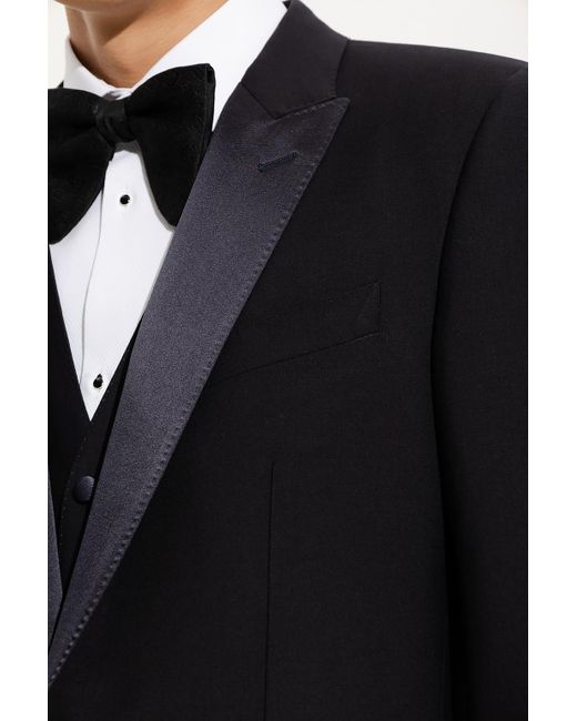 Dolce & Gabbana Black Three-Piece Wool Suit for men