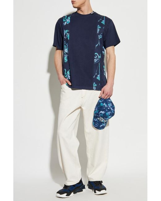 Versace Jeans Couture Blue T-Shirt With Barocco Print for men