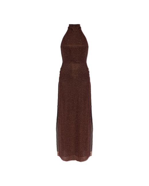 Oseree Brown Dress With Lurex Thread