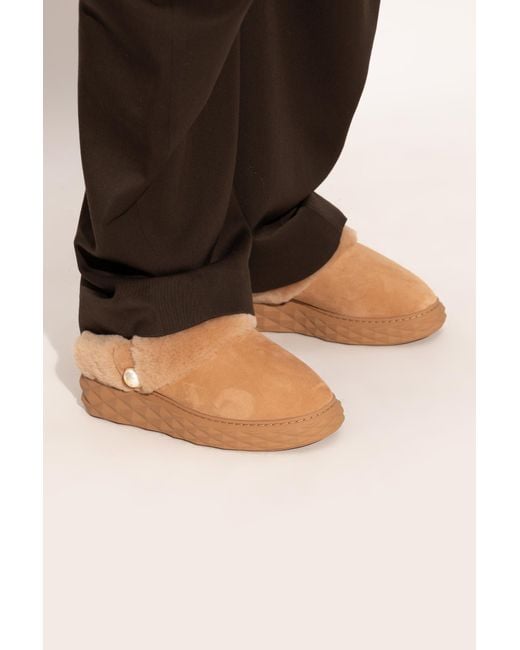 Jimmy Choo Brown Platform Slides "Diamond Maxi"