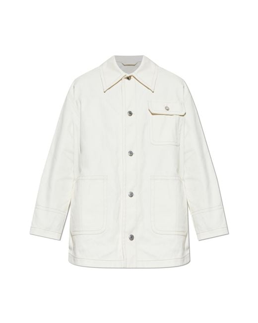AMI White Denim Jacket With Pockets for men