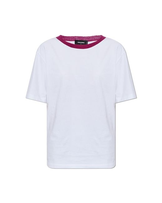DSquared² White Cotton T-Shirt With Embroidered Logo