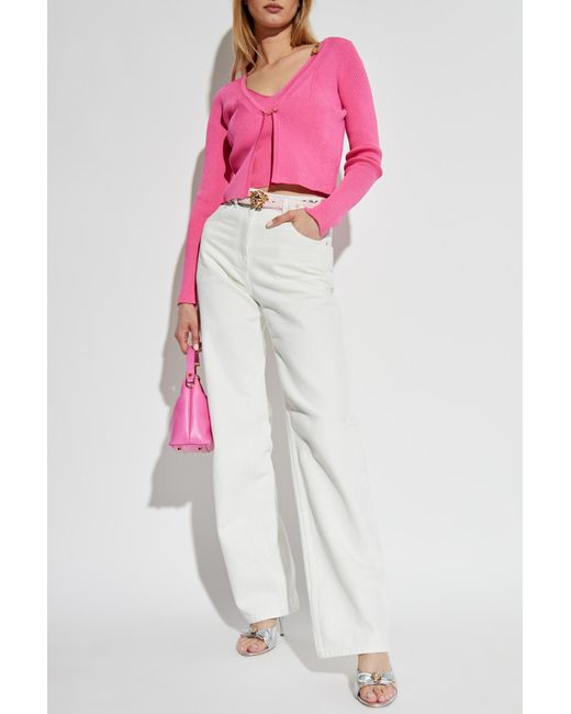 Versace Pink Cardigan With Safety Pin Fastening